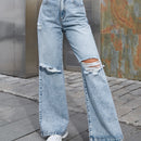 Jeans rotos de pierna ancha de talle alto