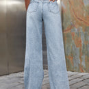 Jeans rotos de pierna ancha de talle alto