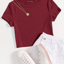 EZwear Camiseta unicolor de cuello redondo