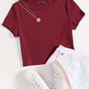 EZwear Camiseta unicolor de cuello redondo