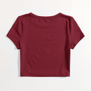 EZwear Camiseta unicolor de cuello redondo