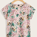 LUNE Top con estampado floral de manga murcielago