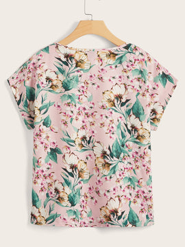 LUNE Top con estampado floral de manga murcielago