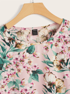 LUNE Top con estampado floral de manga murcielago