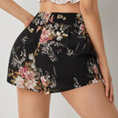 Shorts floral de cintura fruncido