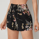 Shorts floral de cintura fruncido