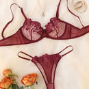 Set de lenceria con bordado de malla transparente con aro