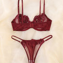 Set de lenceria con bordado de malla transparente con aro