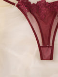 Set de lenceria con bordado de malla transparente con aro