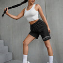 EZwear Shorts con estampado de letra con cordon delantero