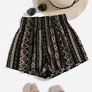 VCAY Shorts De Talle Alto De Verano Casuales Para La Playa Para Mujeres, Con Cintura Fruncida Y Estampado Geometrico