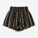 VCAY Shorts De Talle Alto De Verano Casuales Para La Playa Para Mujeres, Con Cintura Fruncida Y Estampado Geometrico