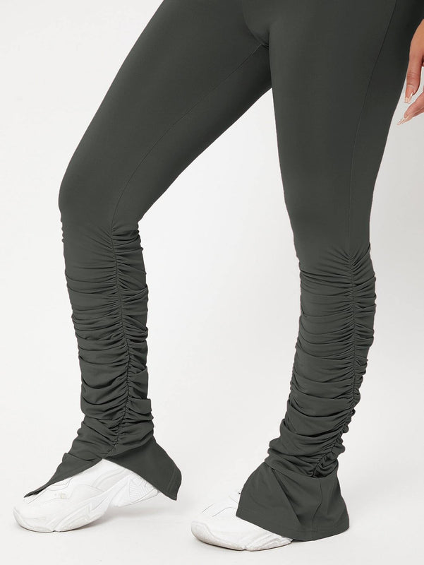SXY Pantalones apilados de talle alto delgado