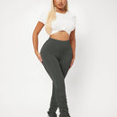 SXY Pantalones apilados de talle alto delgado