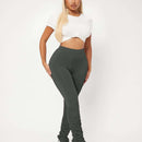 SXY Pantalones apilados de talle alto delgado
