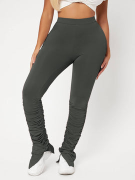 SXY Pantalones apilados de talle alto delgado