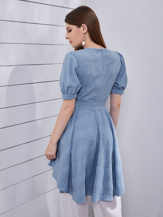 Mulvari Top de manga farol asimetrico con cinturon