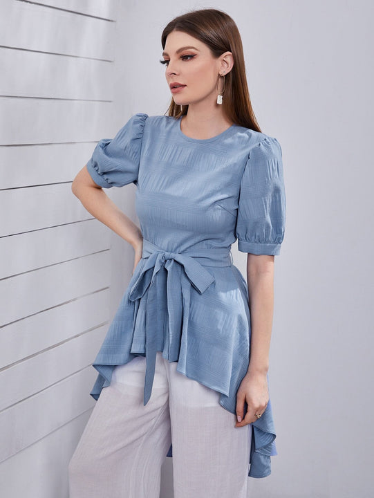 Mulvari Top de manga farol asimetrico con cinturon