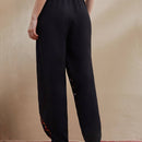 Mulvari Pantalones zanahoria de cintura elastica con bordado geometrico