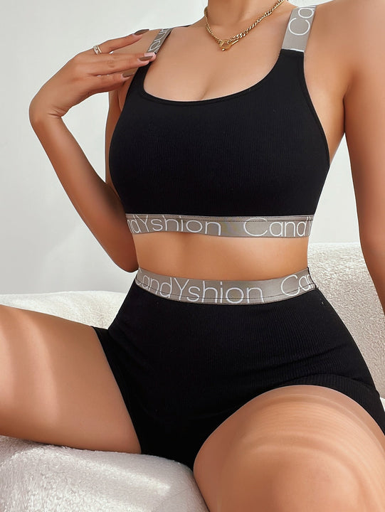 Set de lenceria inconsutil con cinta con letra