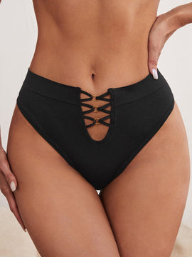 Tangas unicolor con tira cruzada delantera
