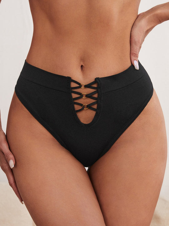 Tangas unicolor con tira cruzada delantera