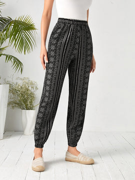 EMERY ROSE Pantalones zanahoria con estampado de paisley