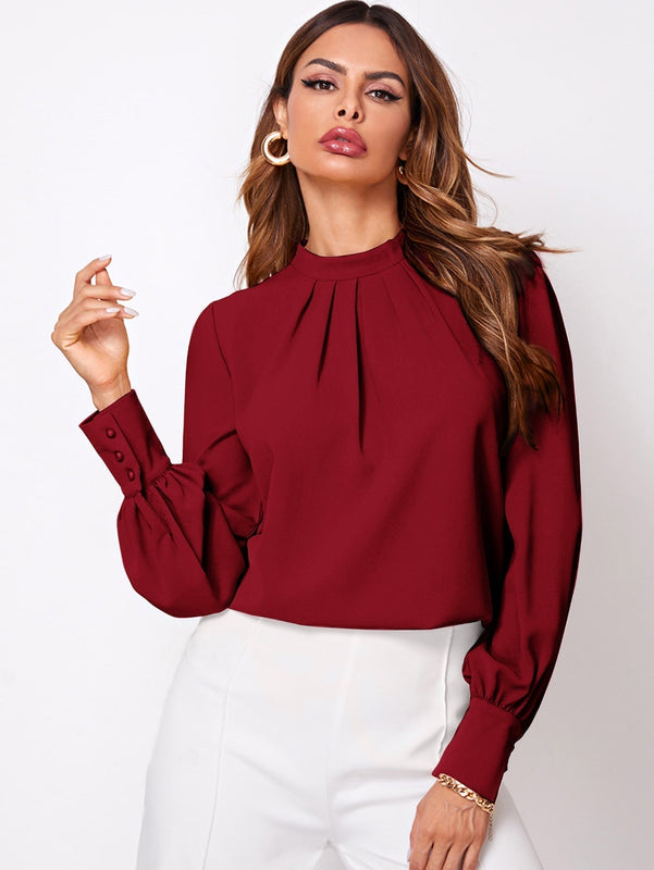 Prive Blusa unicolor fruncido de espalda con abertura de ojo