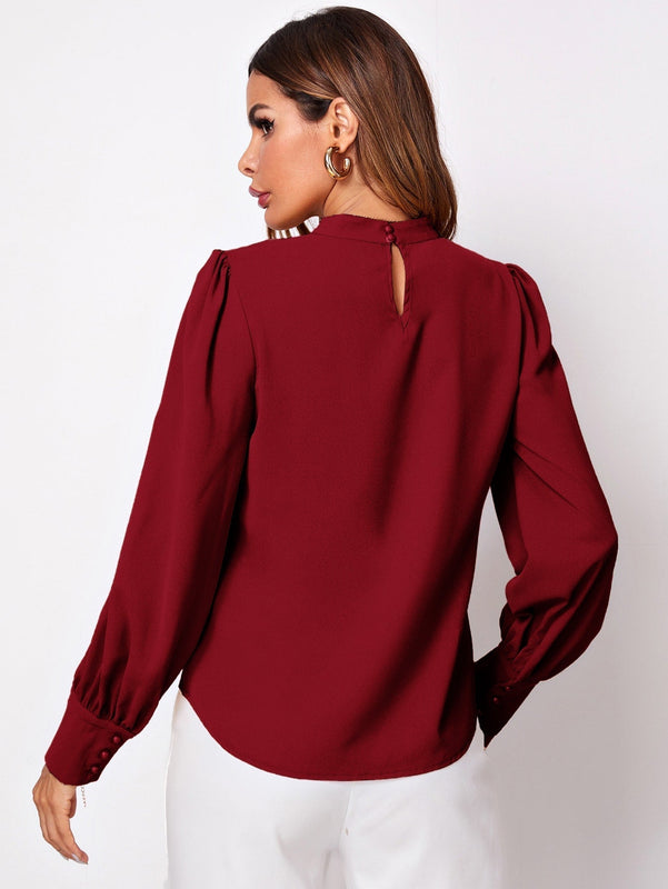 Prive Blusa unicolor fruncido de espalda con abertura de ojo