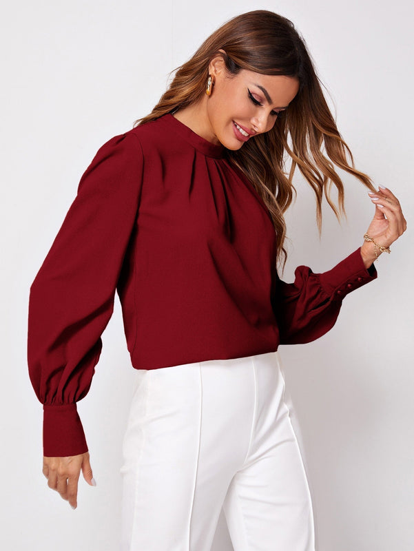 Prive Blusa unicolor fruncido de espalda con abertura de ojo