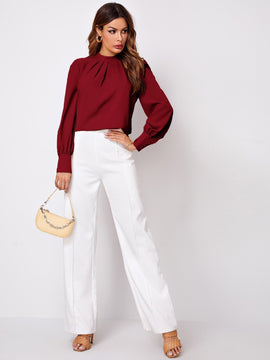 Prive Blusa unicolor fruncido de espalda con abertura de ojo