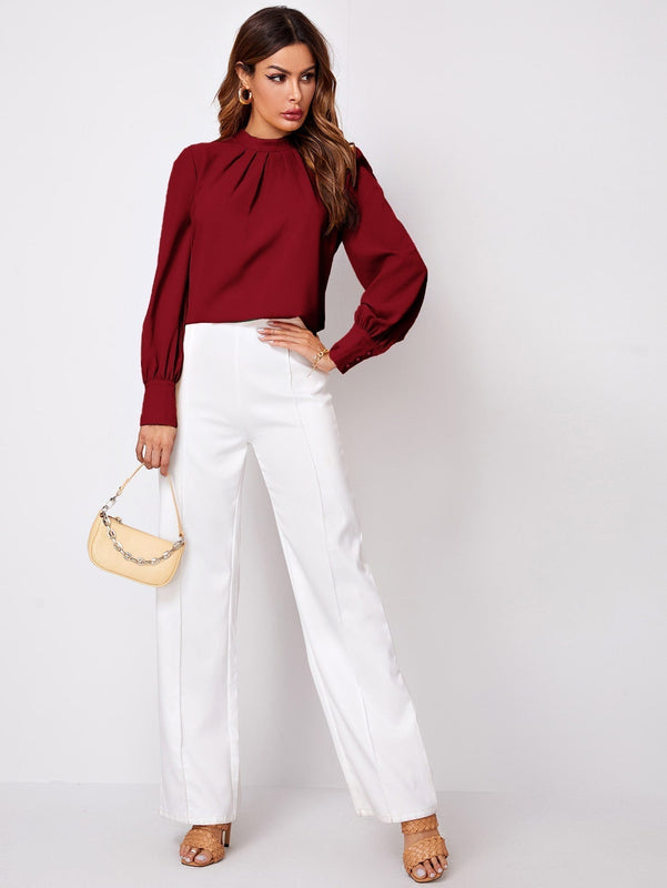 Prive Blusa unicolor fruncido de espalda con abertura de ojo