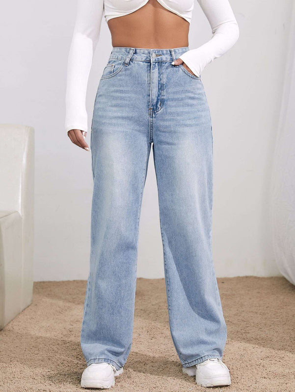 Essnce Jeans de talle alto de pierna ancha
