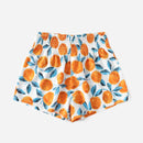 WYWH Shorts de cintura elastica con fruncido con estampado de naranja