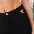 Tall Pantalones ajustados de color liso para mujer con parche de letras, para primavera y verano