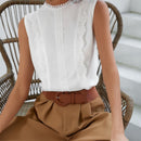 Frenchy Blusa panel con encaje de espalda con abertura de ojo