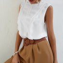 Frenchy Blusa panel con encaje de espalda con abertura de ojo