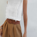 Frenchy Blusa panel con encaje de espalda con abertura de ojo