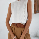 Frenchy Blusa panel con encaje de espalda con abertura de ojo