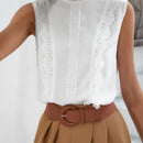 Frenchy Blusa panel con encaje de espalda con abertura de ojo