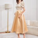 Modely Vestido de manga farol floral jacquard corpino