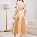 Modely Vestido de manga farol floral jacquard corpino