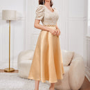 Modely Vestido de manga farol floral jacquard corpino