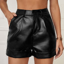 Tall Shorts bajo de doblez con fruncido PU