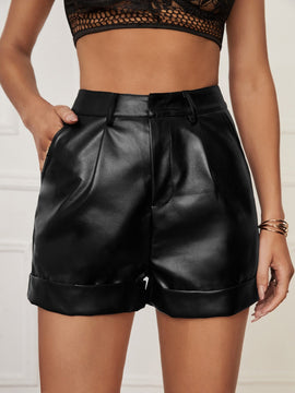 Tall Shorts bajo de doblez con fruncido PU