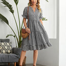 EMERY ROSE Vestido smock con estampado de guingan de manga farol bajo con fruncido