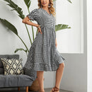 EMERY ROSE Vestido smock con estampado de guingan de manga farol bajo con fruncido