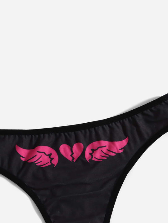 ROMWE Anime 3 piezas Bragas con estampado de dibujos animados