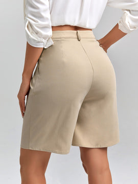 Clasi Shorts bermudas mom de cintura alta con detalles plisados