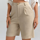 Clasi Shorts bermudas mom de cintura alta con detalles plisados